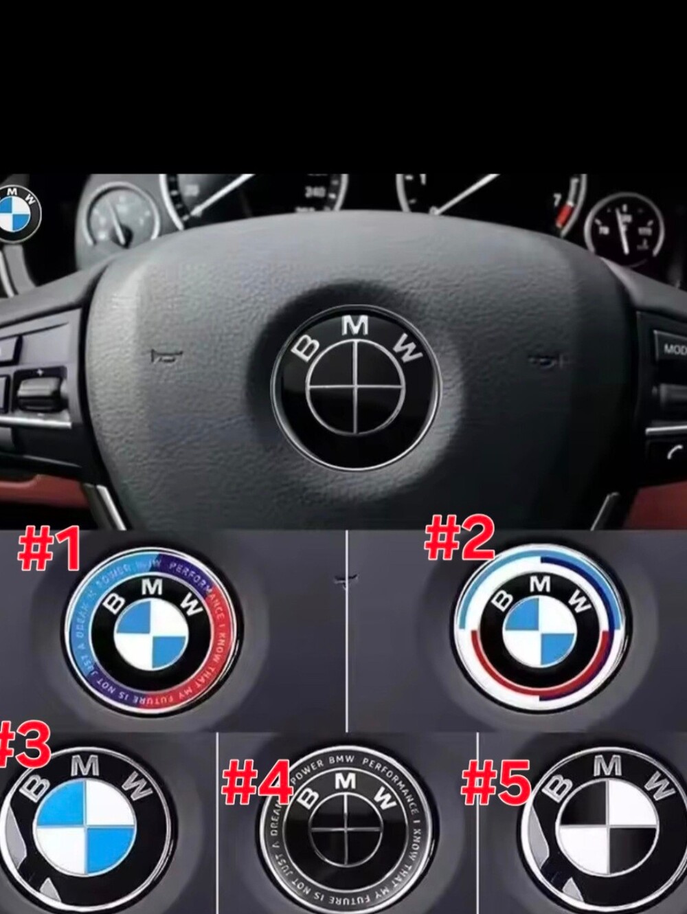 BMW 45mm Steering Wheel Emblem Insert Adhesive back